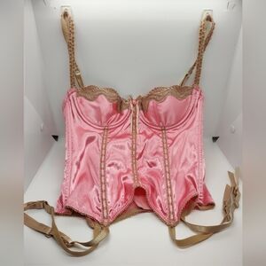 Pink bustier with garter straps S